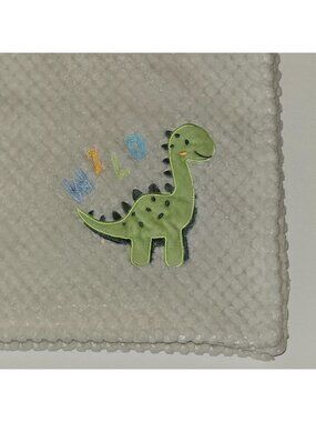 Kit + Pearl Wild Dinosaur Baby Blanket RN 72409 Ivory Fleece Waffle Weave 28x40